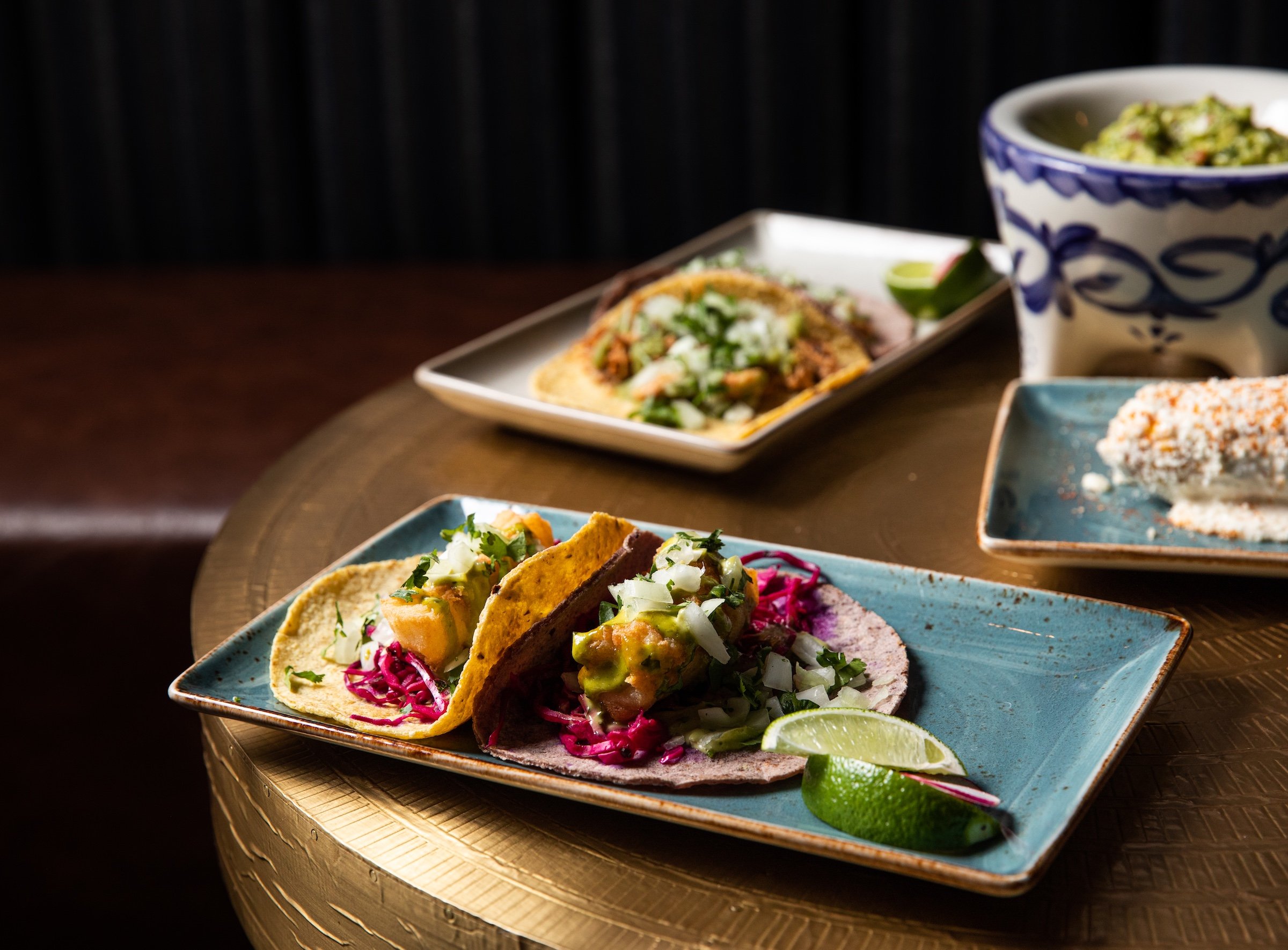 Colourful tacos and some other menus with stylish plating at Masa & Agave from Hotel Ivy